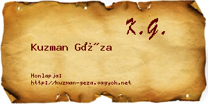 Kuzman Géza névjegykártya